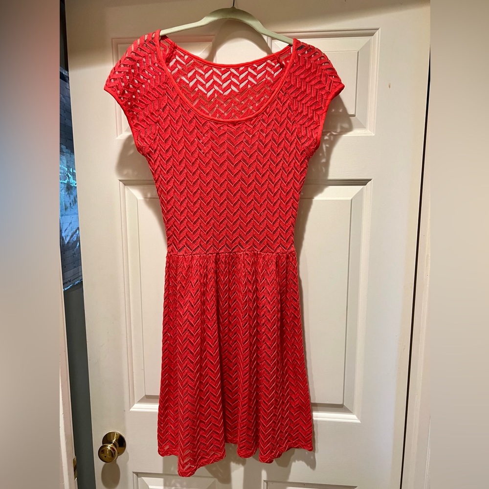 Salmon Open Knit Dress